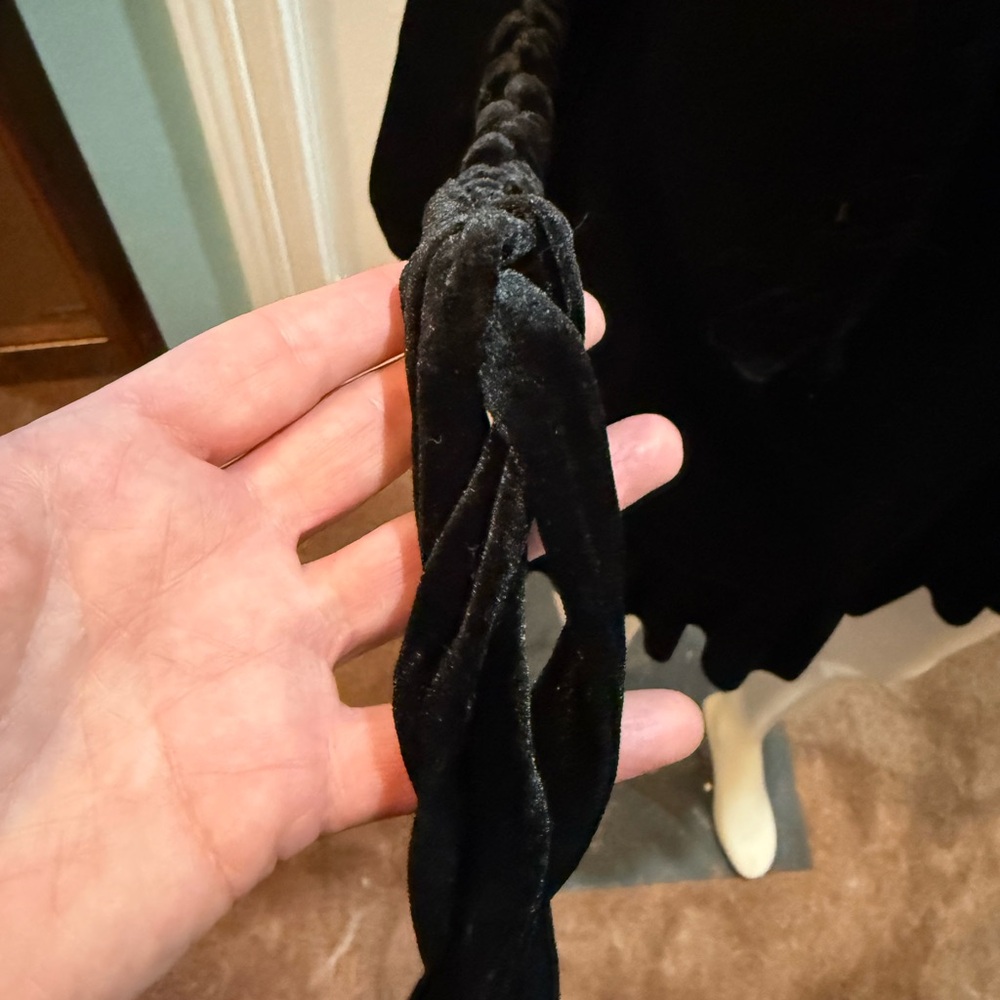 Misa Los Angeles Black Velvet Wrap Dress with Braided tie side Size Large - Picture 10 of 11